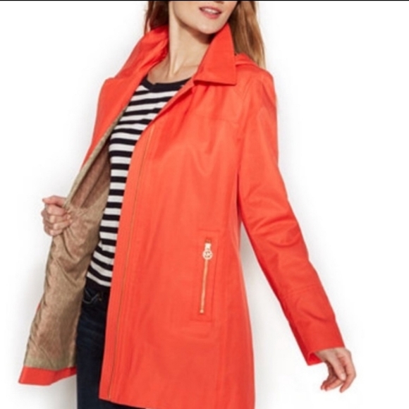 MICHAEL KORS WOMENS ORANGE ZIP-UP COAT Small - Picture 3 of 11